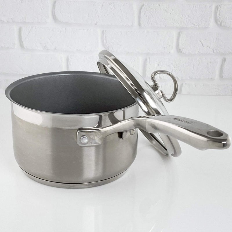 Chantal Induction 21 Steel 2 qt Non Stick Saucepan with Tempered Glass Lid, Ceramic Non Stick, Brushed Stainless Steel - Image 3